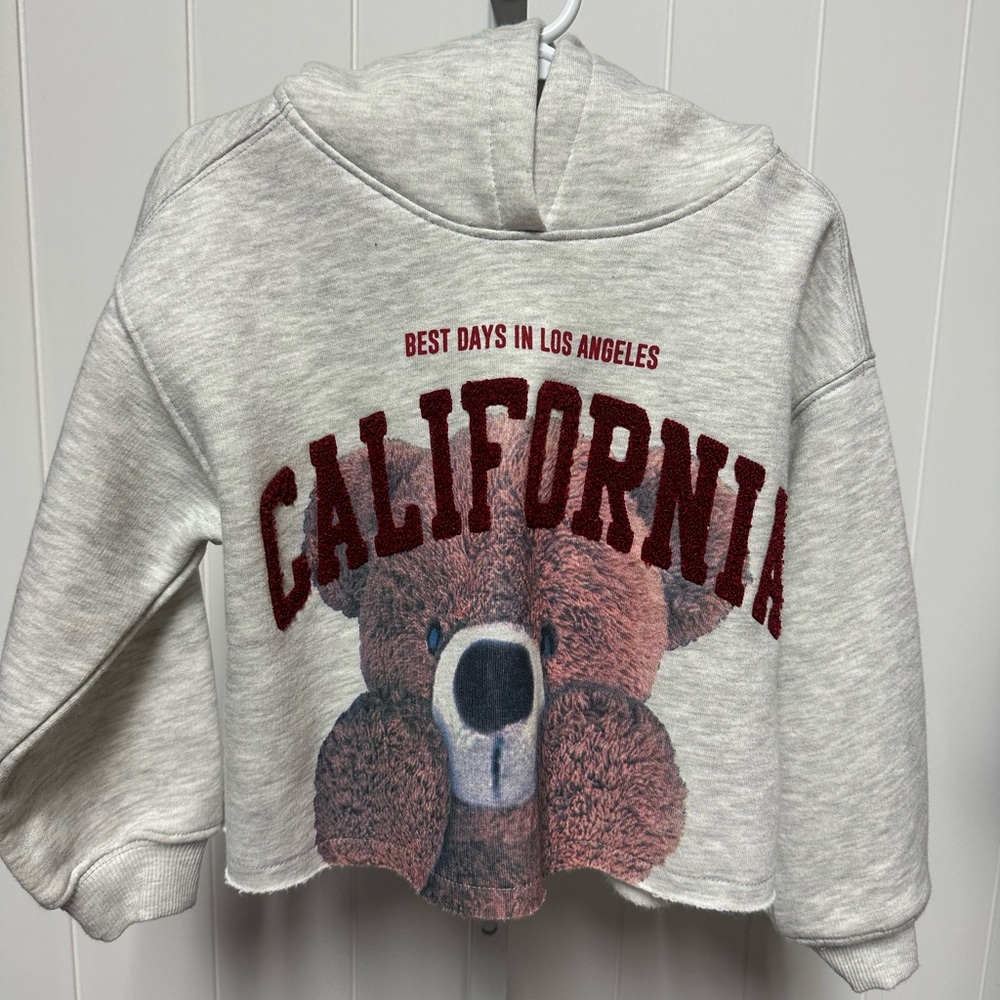 Zara Light Gray Los Angeles Hoodie bear